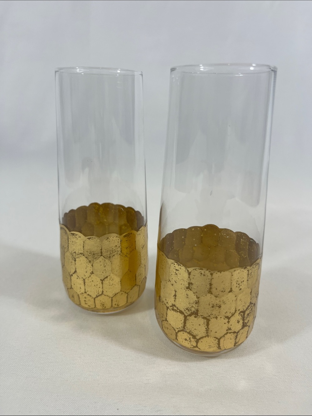 TWO Stemless Gold Leaf Champagne Flutes by Zodax Vitorrio